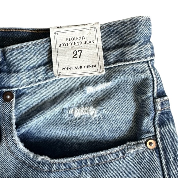 NWT Point Sur Denim Slouchy Boyfriend Jeans 27 Distressed Button Fly 100% Cotton - Picture 7 of 10